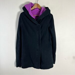 LULULEMON AWARENESS WRAP 8 BLACK HOODED SAVASANA GRATITUDE JACKET OMBRE EUC